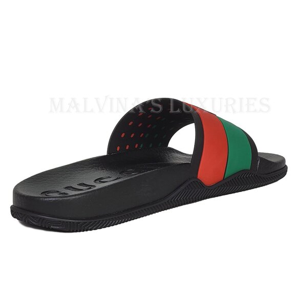 GUCCI SHOES MEN INTERLOCKING G LOGO RUBBER SLIDES w WEB STRIPE sz 9 / 9.5 - Picture 10 of 15